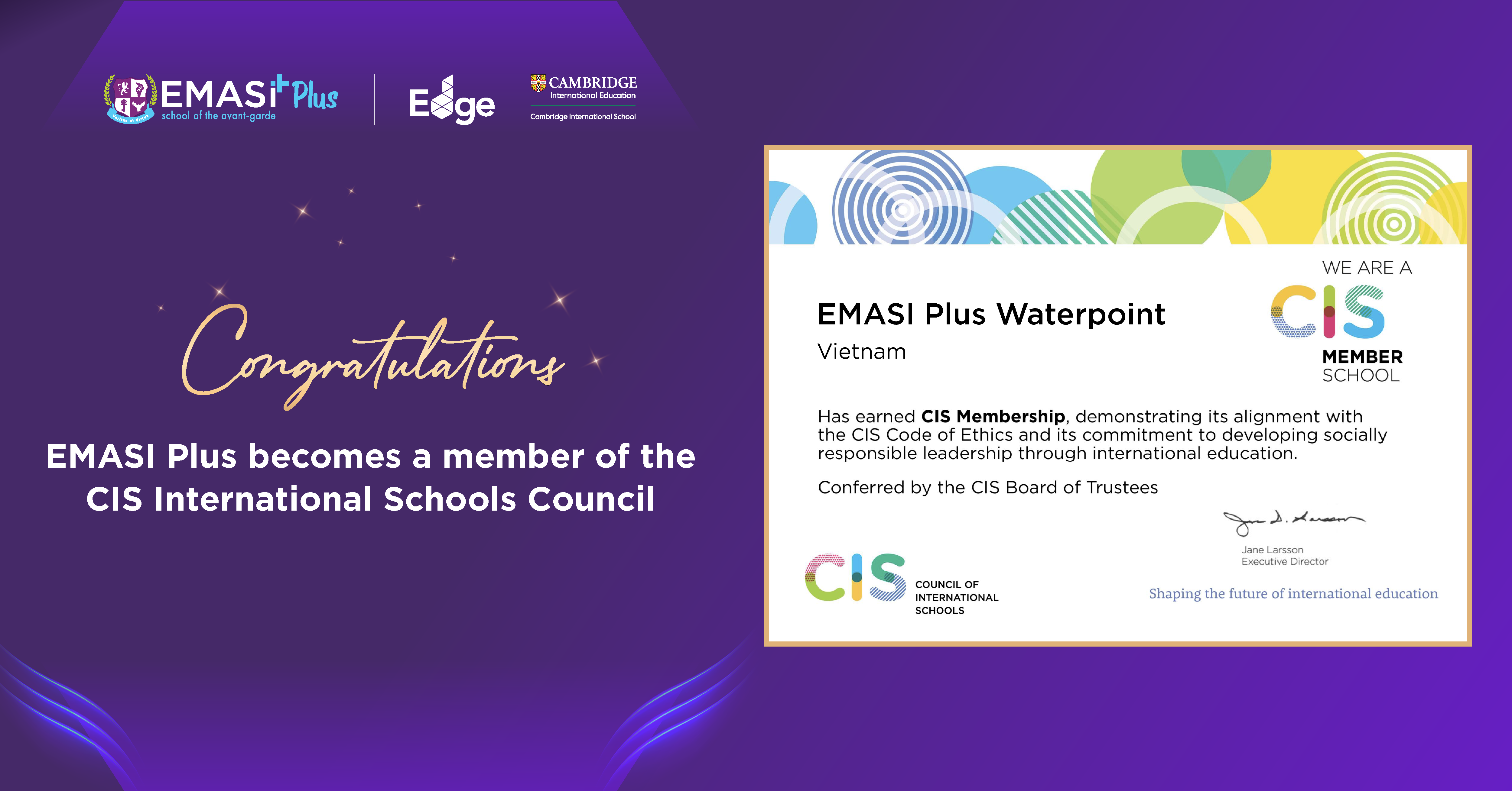 EMASI Plus Becomes the First School in the Mekong Delta to Join the Council of International Schools (CIS)